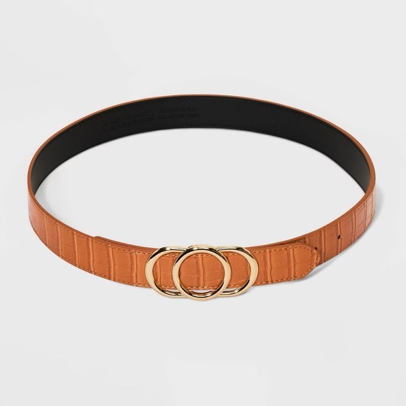 A New Day Triple Plaque Belt Cognac - Picture 1 of 2